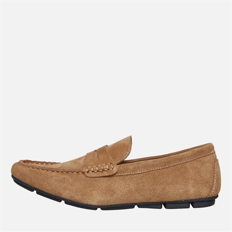 French Connection Mens Suede Driving Loafers Tan