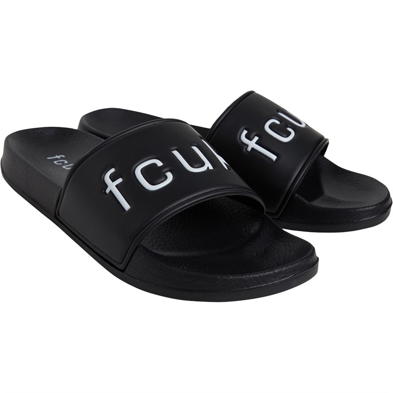 French Connection Mens FCUK Sliders Black/White - Image 1