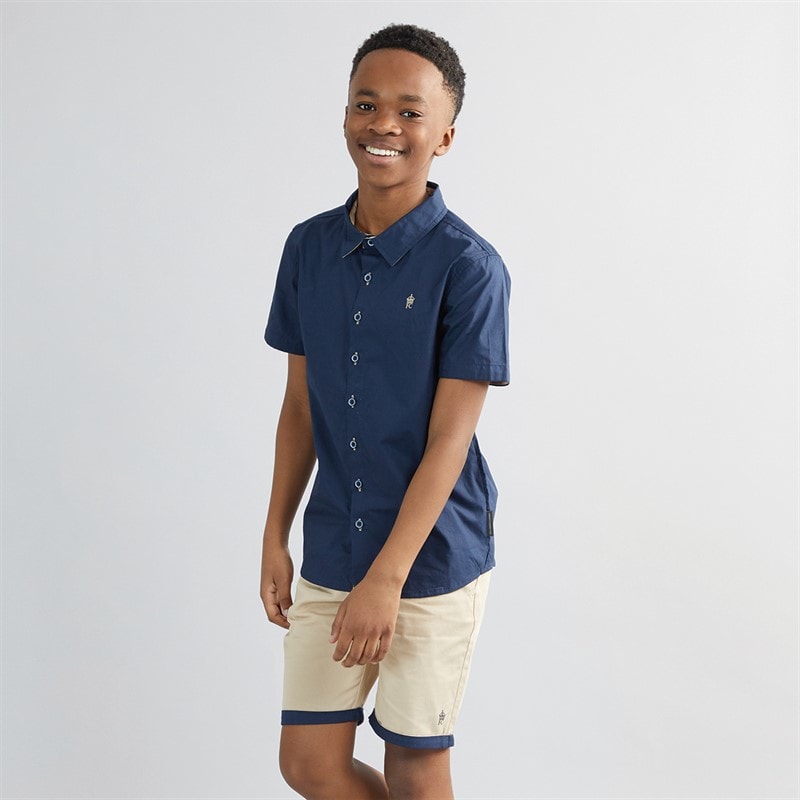 French Connection Boys Oakridge Shirt And Shorts Set Marine/Sand