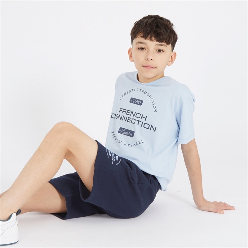 French Connection Boys Chord T-Shirt And Shorts Set Sky/Marine - Image 3