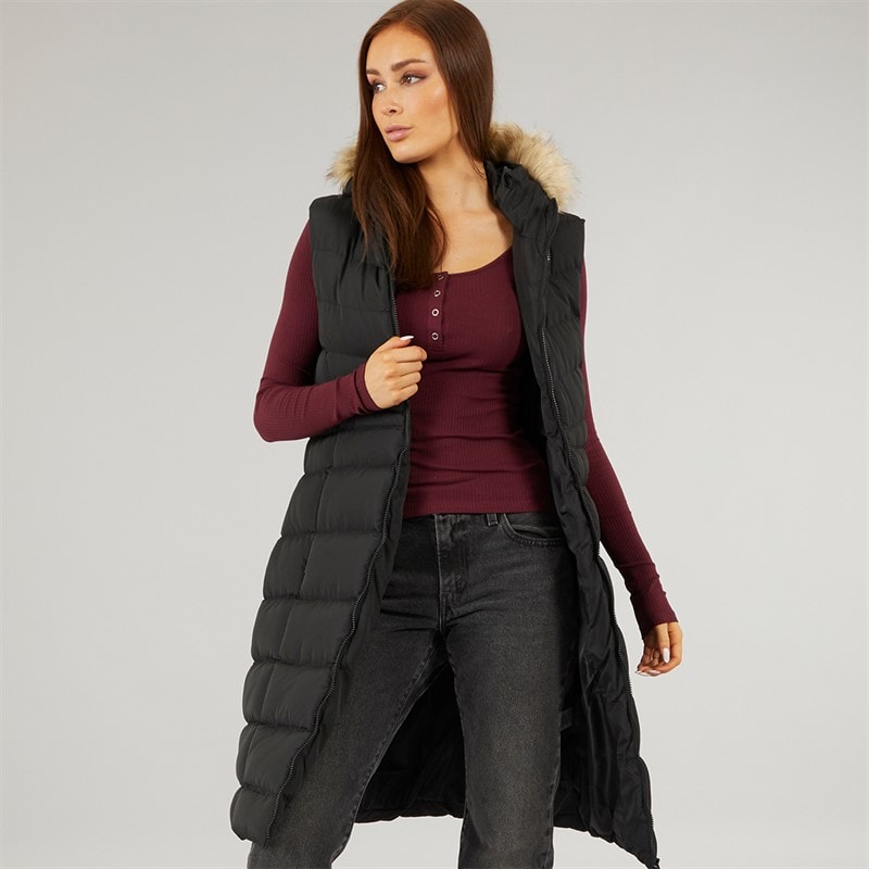 French Connection Womens Mid Length Chev Gilet Black
