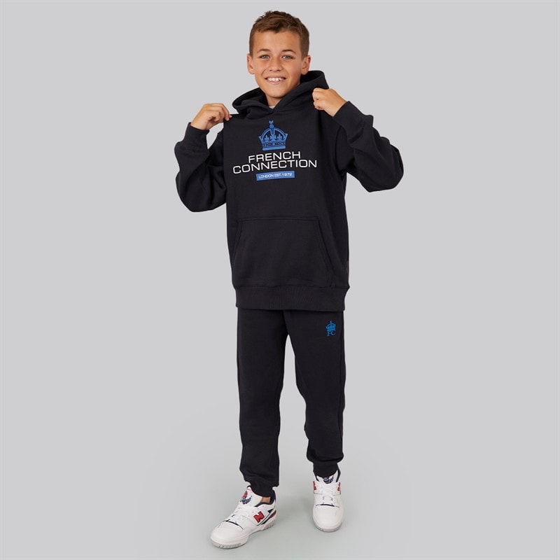 French Connection Boys Throne Hoodie Joggers And T-Shirt Set Marine/Light Grey Melange - Image 4