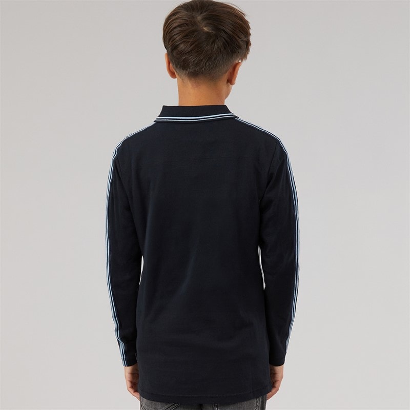 French Connection Boys Overarm Long Sleeve Polo Shirt Marine/Sky - Image 2