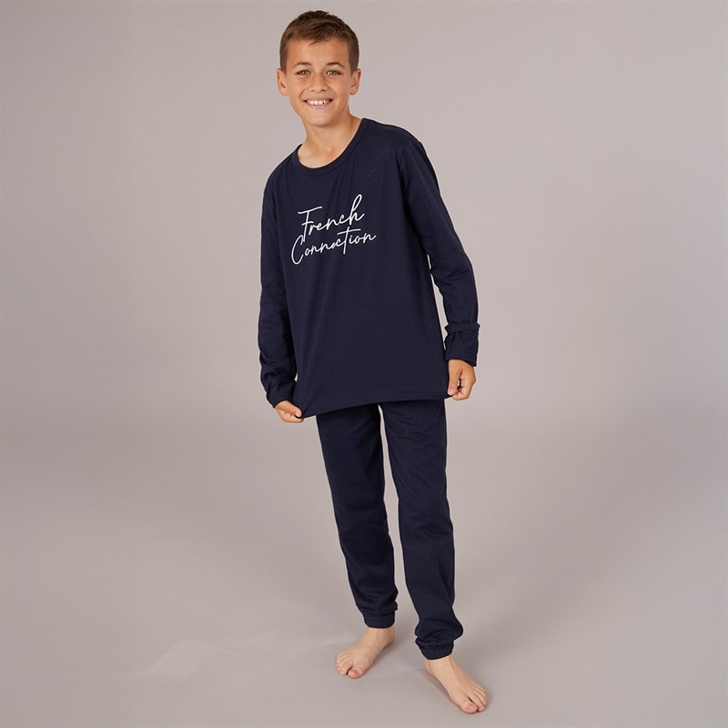 French Connection Boys Script Branded Lounge Set Marine - Image 3