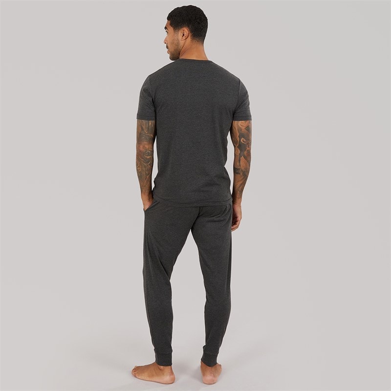 French Connection Mens Joggers And T-Shirt Lounge Set Charcoal Melange - Image 2