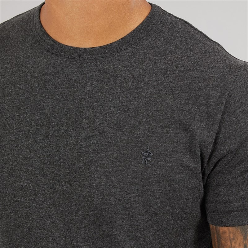 French Connection Mens Joggers And T-Shirt Lounge Set Charcoal Melange - Image 3