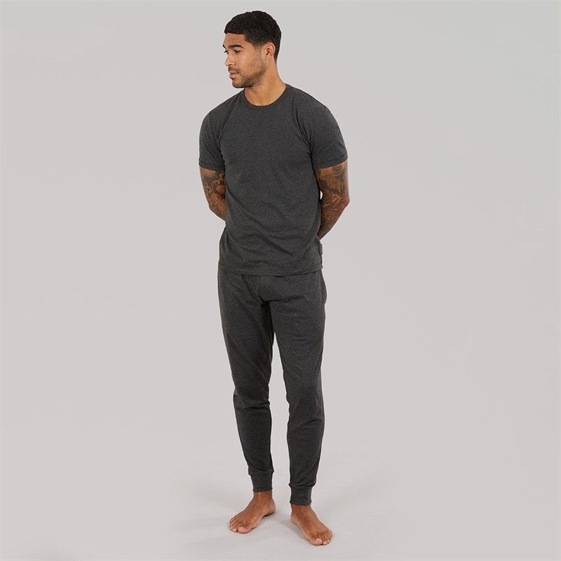 French Connection Mens Joggers And T-Shirt Lounge Set Charcoal Melange - Image 4