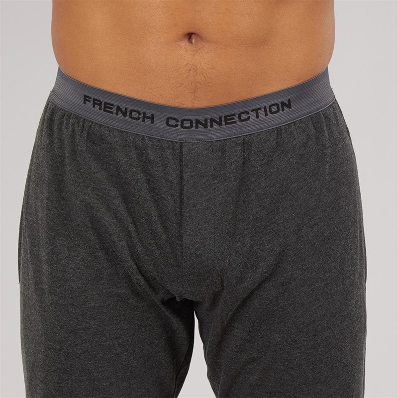 French Connection Mens Joggers And T-Shirt Lounge Set Charcoal Melange - Image 5