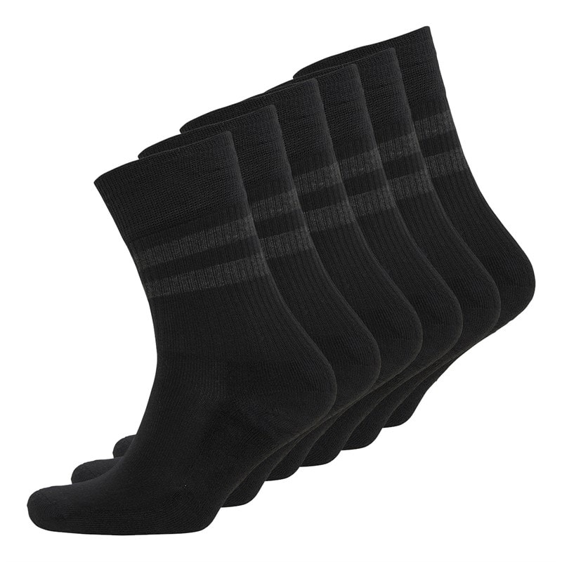 French Connection Mens Six Pack Stripe Socks Black/Charcoal Melange