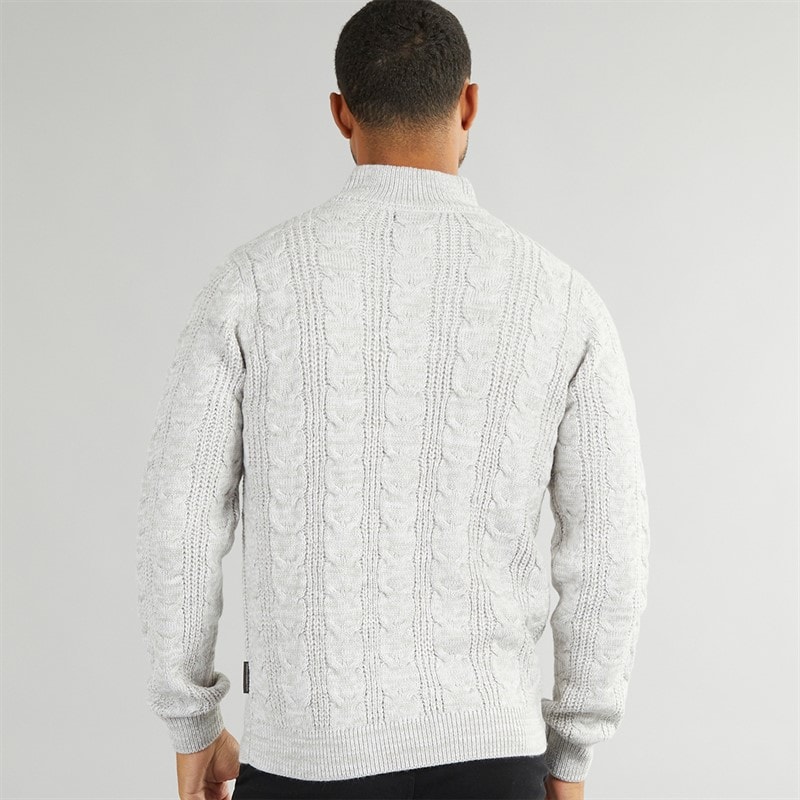 French Connection Mens 1/2 Zip Wool Jumper Ecru Mel - Image 3