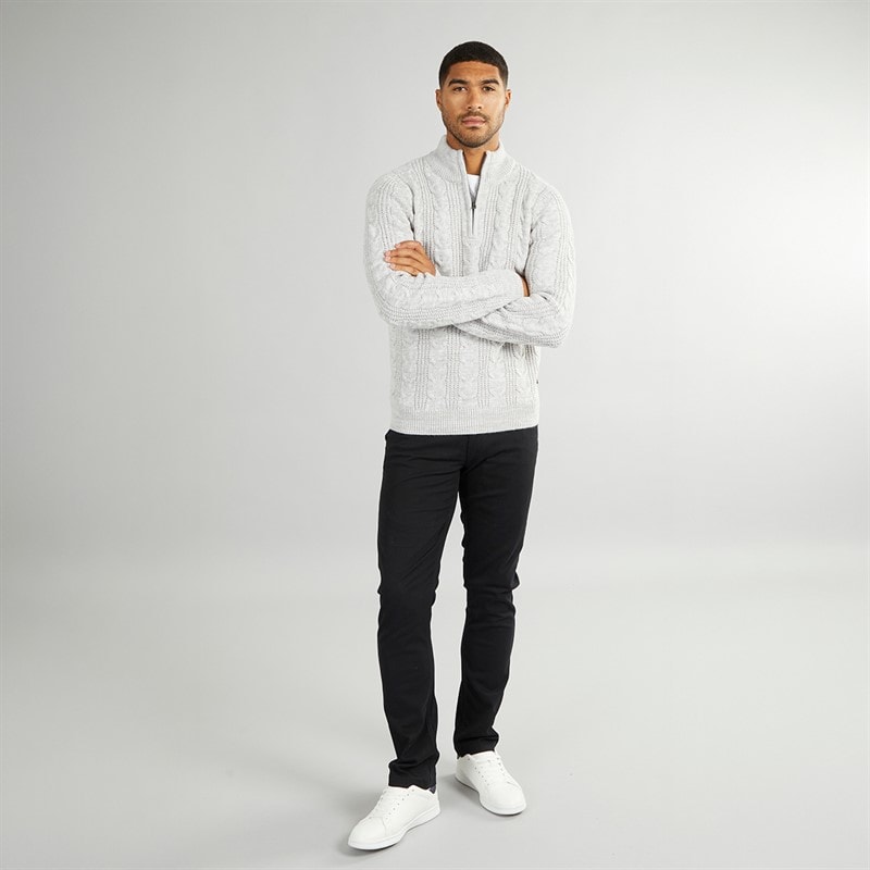 French Connection Mens 1/2 Zip Wool Jumper Ecru Mel - Image 4