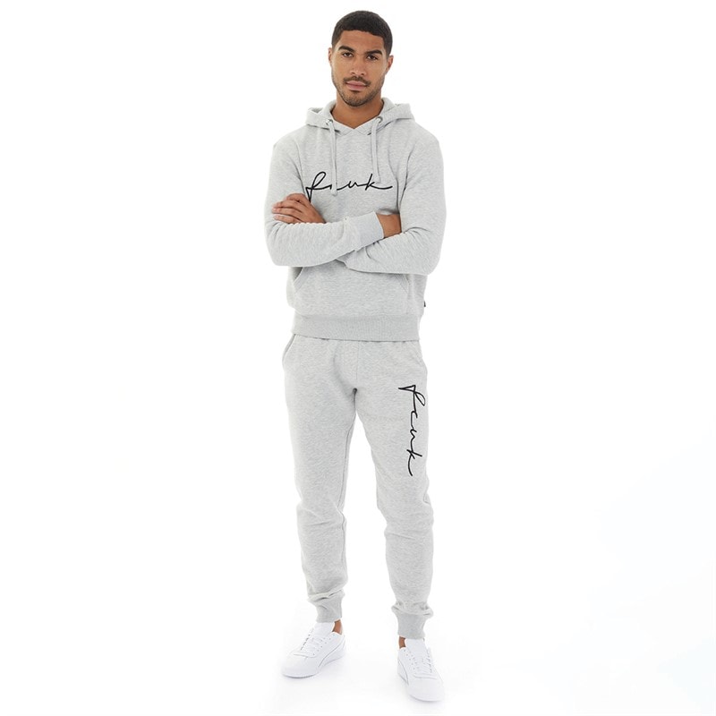 French Connection Mens Mega Scribble Tracksuit Light Grey Mel/Black - Image 3