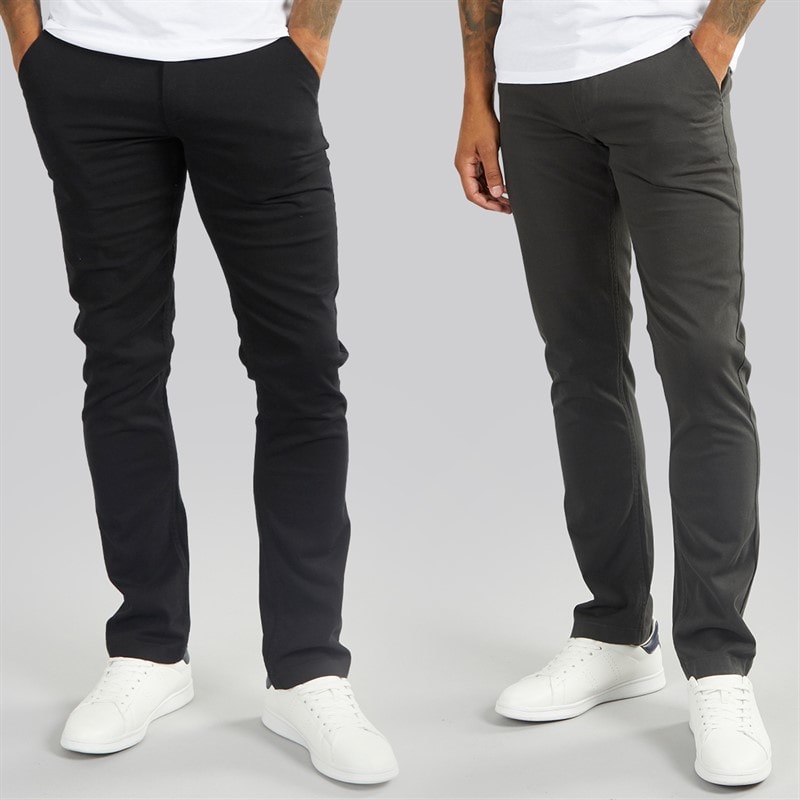 French Connection Mens Two Pack Chinos Charcoal/Black