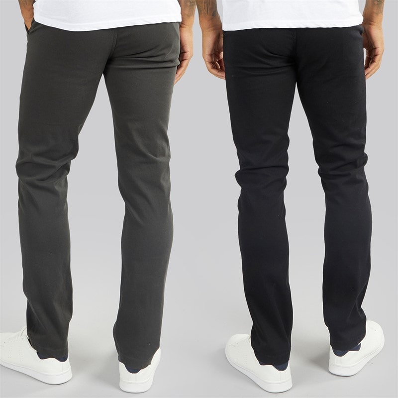 French Connection Mens Two Pack Chinos Charcoal/Black - Image 2