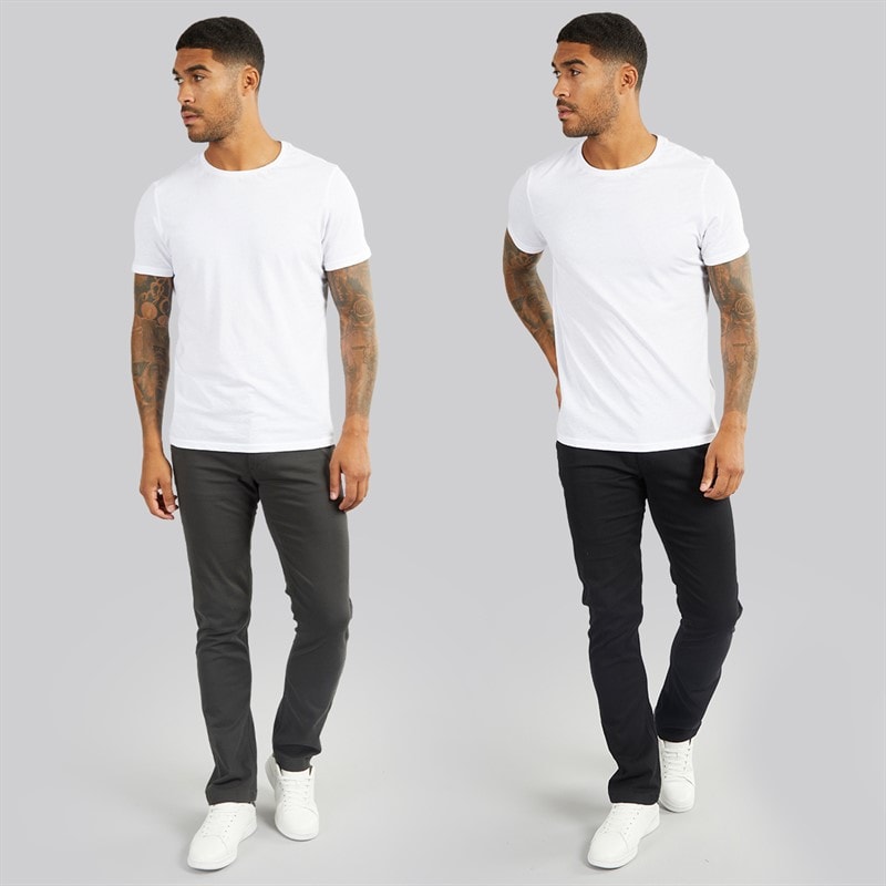 French Connection Mens Two Pack Chinos Charcoal/Black - Image 3