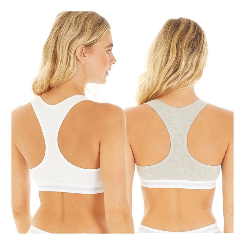 French Connection Womens Two Pack Crop Tops White/Grey Multi 2 - Image 2