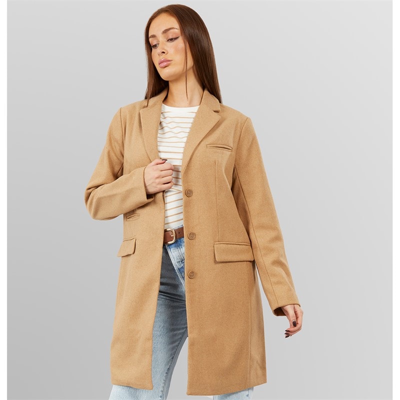 French Connection Womens Long Coat Camel