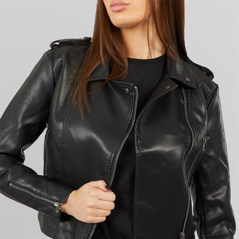 French Connection Womens PU Biker Jacket Black - Image 5