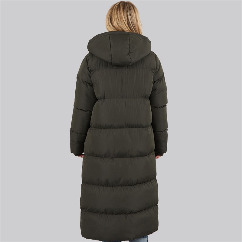 French Connection Womens Row Long Puffer Coat Dark Khaki - Image 2