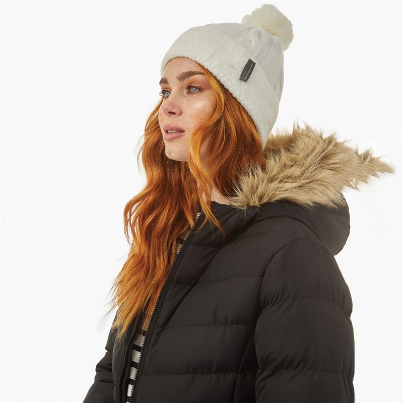 French Connection Womens Cable Pom Beanie Winter White - Image 3