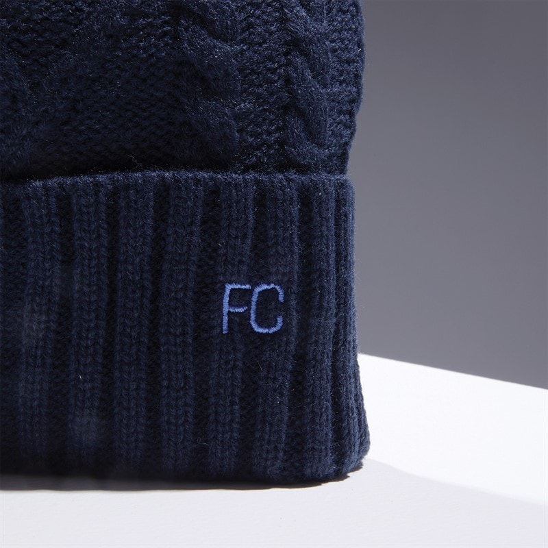 French Connection Womens Cable Beanie Midnight/Paradise Blue - Image 3