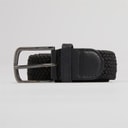 French Connection Mens Woven Elastic Belt Black/Black Leather 2