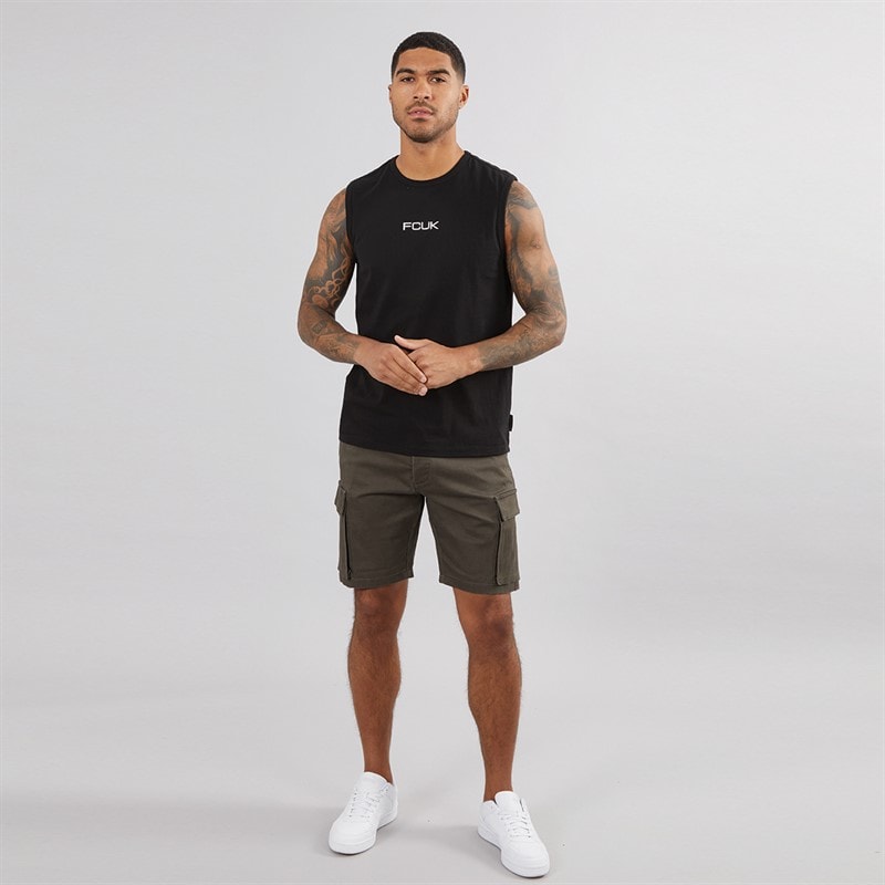 French Connection Mens Script Vest Black/White - Image 3