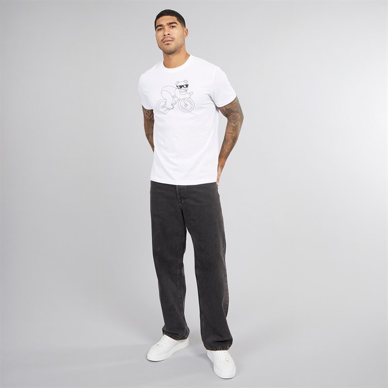 French Connection Mens Bike Rude Bear T-Shirt White/Black - Image 3