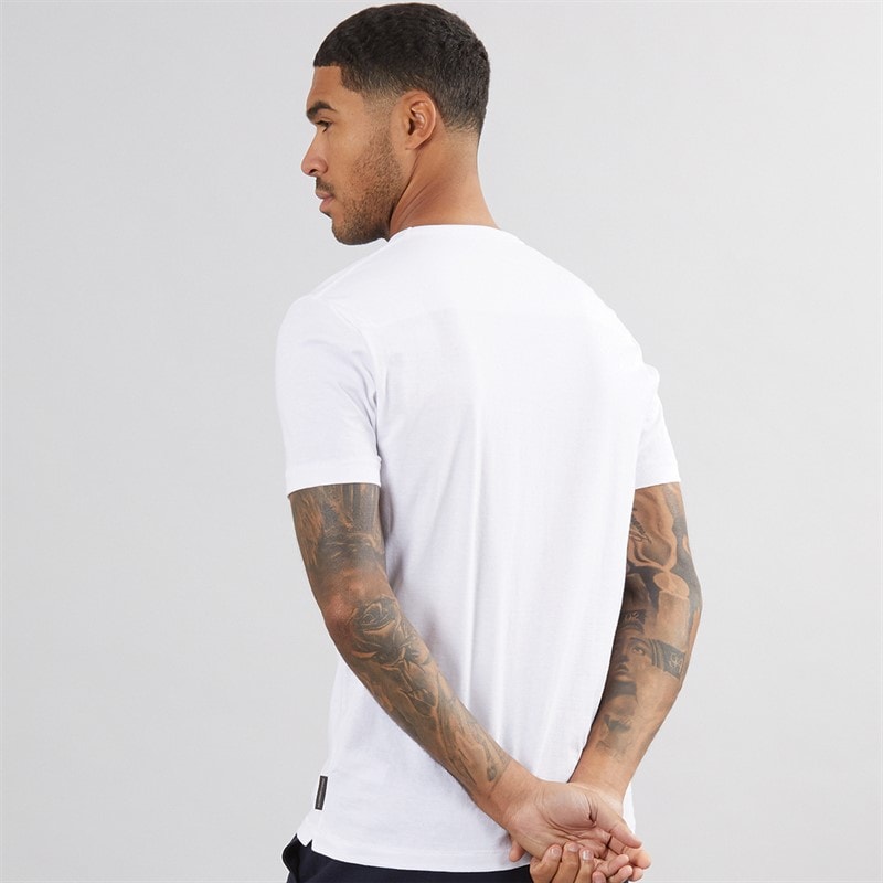 French Connection Mens Stripe T-Shirt White/Sky/Marine - Image 2