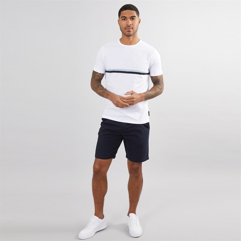 French Connection Mens Stripe T-Shirt White/Sky/Marine - Image 3