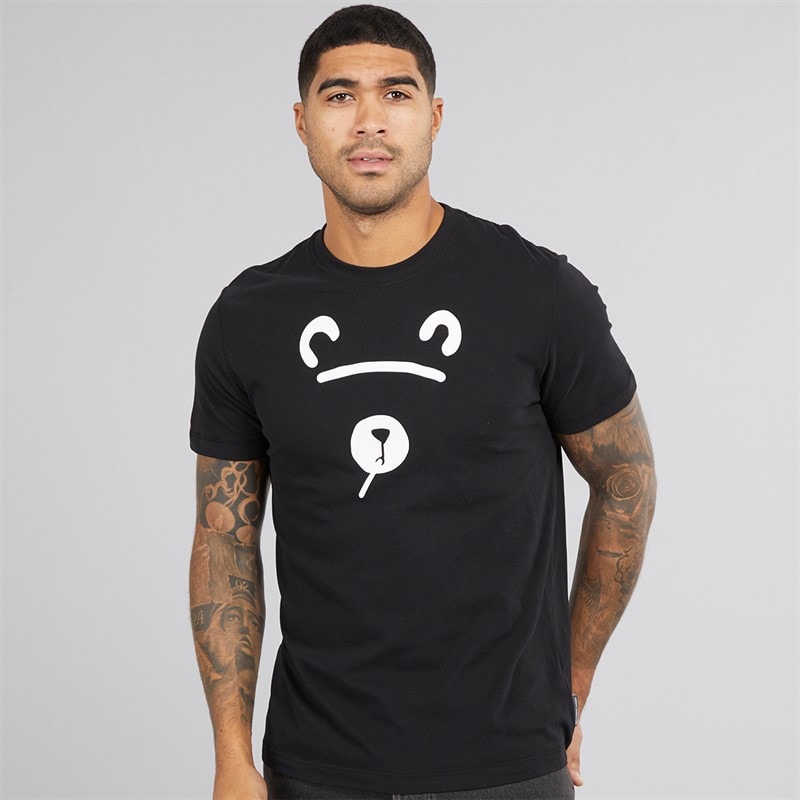 French Connection Mens Smoking Bear T-Shirt Black/White - Image 1