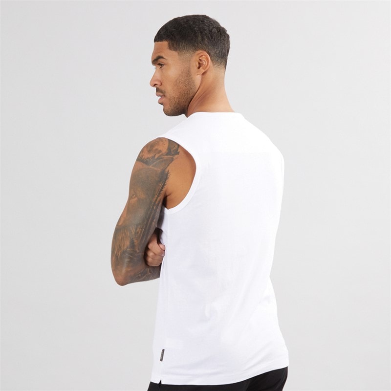 French Connection Mens Script Vest White/Black - Image 2