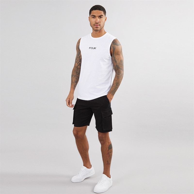 French Connection Mens Script Vest White/Black - Image 3