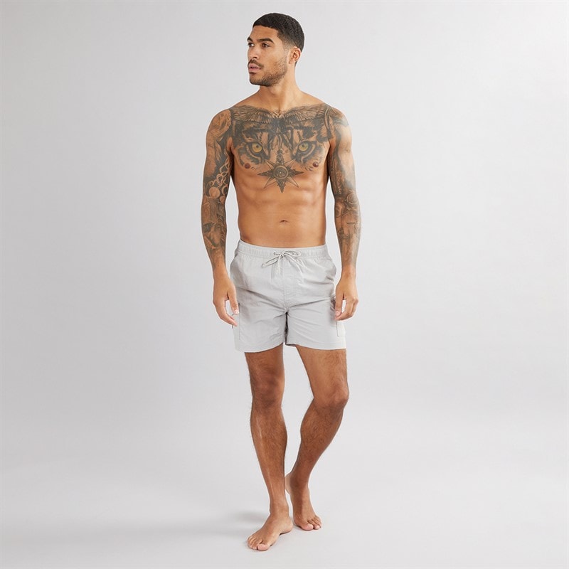 French Connection Mens Combat Swim Shorts Light Grey - Image 3