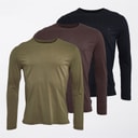 French Connection Mens Three Pack Long Sleeve Tops Multi 4 - Marine/Light Khaki/Chateaux Mel