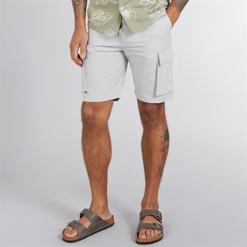 French Connection Mens Cargo Tech Shorts Light Grey