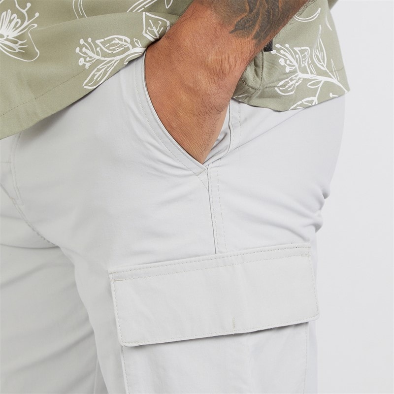 French Connection Mens Cargo Tech Shorts Light Grey - Image 3
