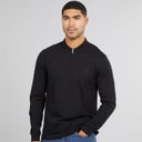 French Connection Mens Jersey Zip Long Sleeve Polo Shirt Black