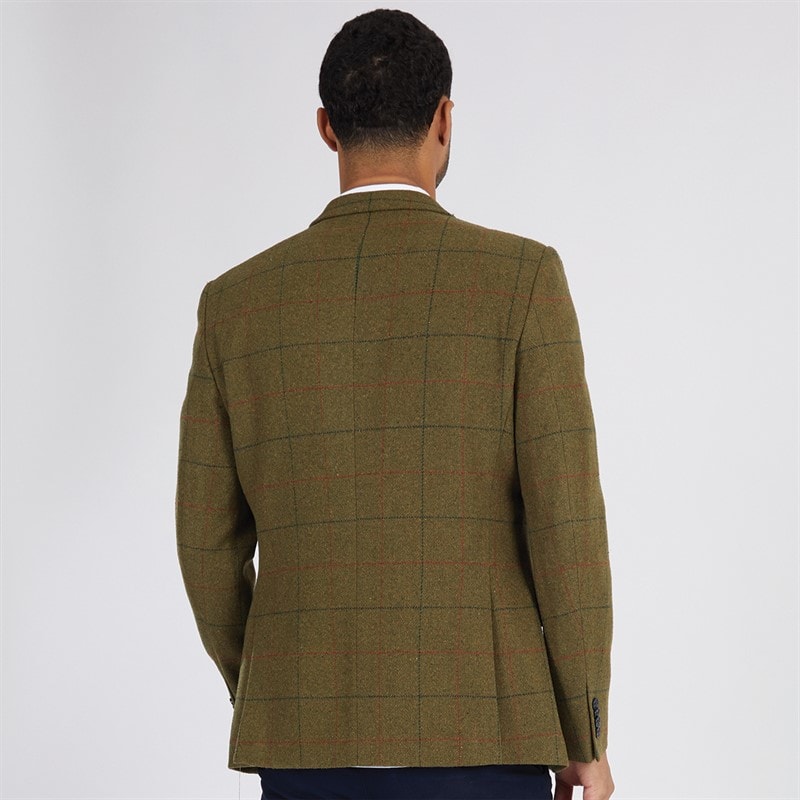 French Connection Mens Tweed Square Blazer Olive - Image 2