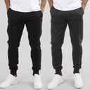 French Connection Mens FC Two Pack Joggers Black/Charcoal Mel
