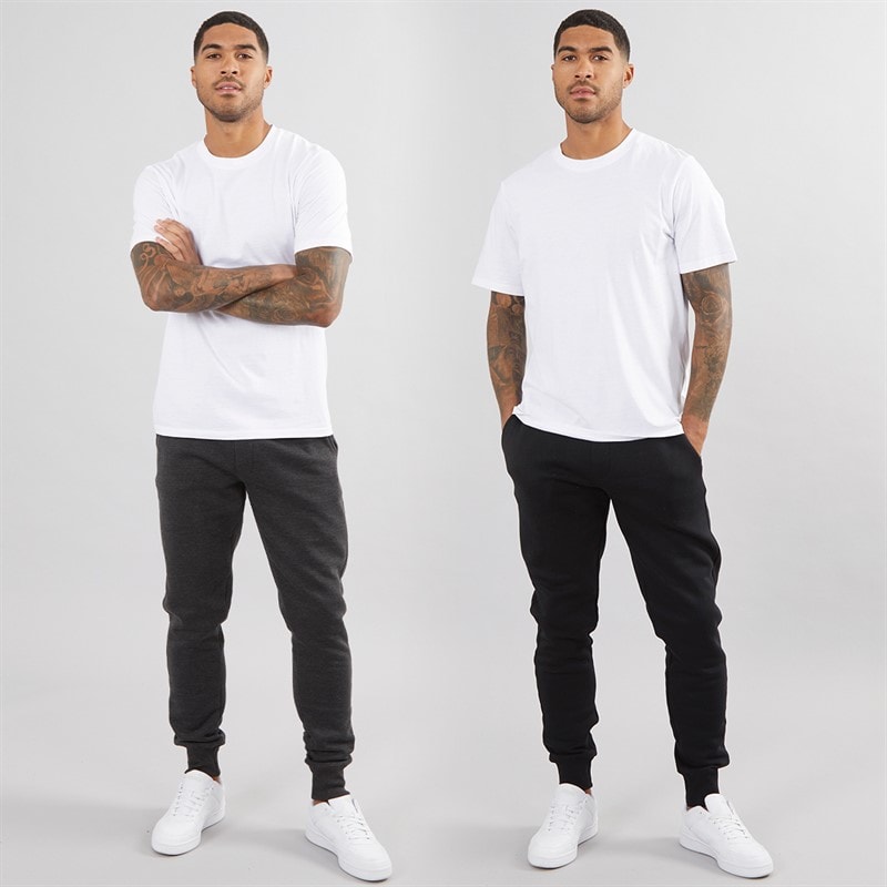 French Connection Mens FC Two Pack Joggers Black/Charcoal Mel - Image 3