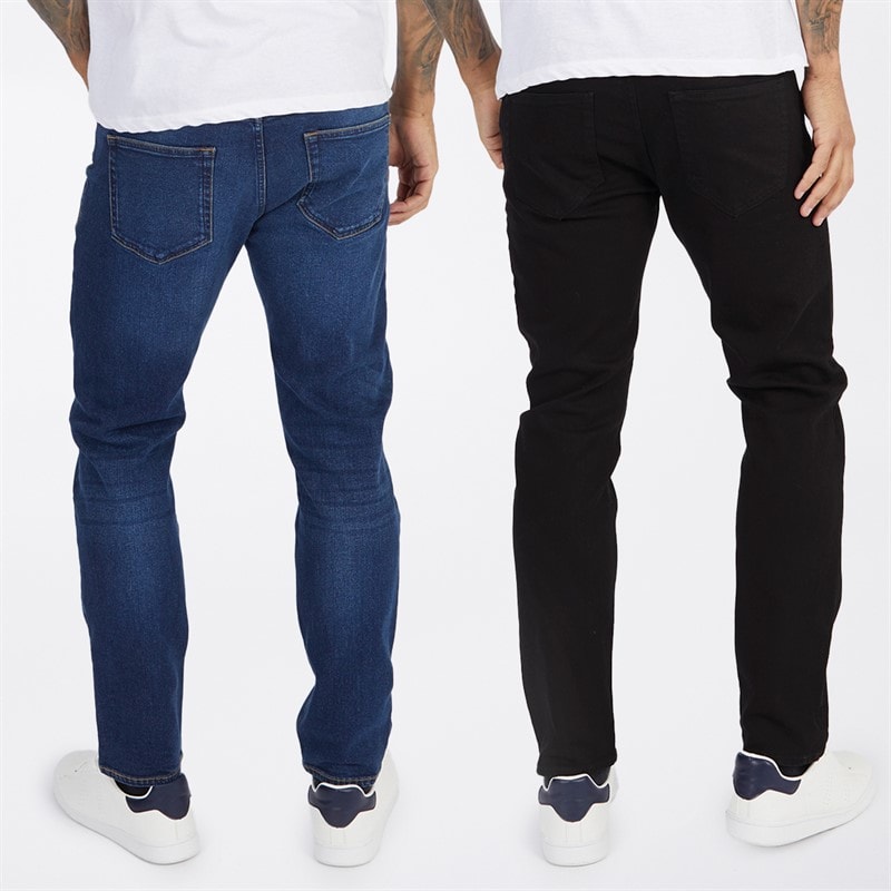 French Connection Mens FCUK Two Pack Slim Fit Jeans Blk01 - Black/Ind05 - Darkwash - Image 2