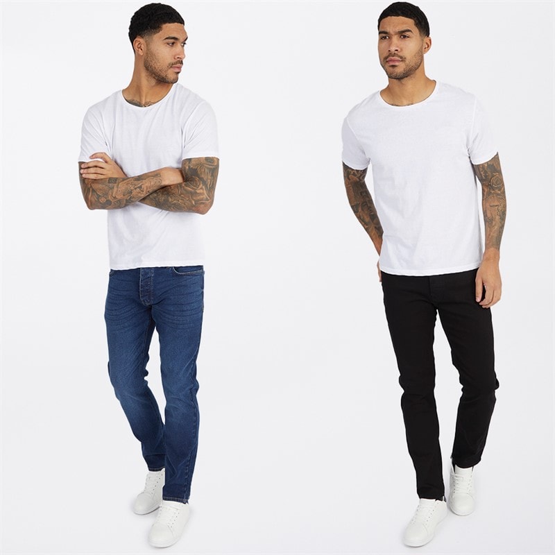 French Connection Mens FCUK Two Pack Slim Fit Jeans Blk01 - Black/Ind05 - Darkwash - Image 3