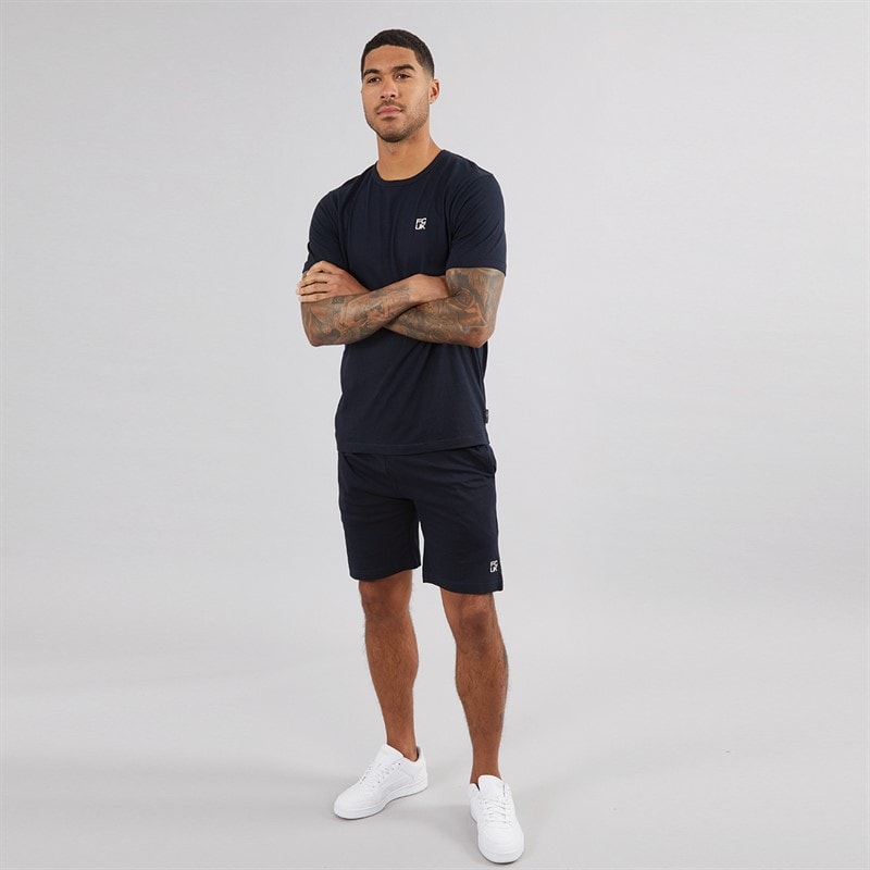 French Connection Mens Stack T-Shirt And Shorts Set Marine - Image 3
