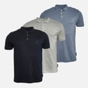 French Connection Mens Three Pack Jersey Polo Shirts Multi 21 - Marine/Light Blue Mel/Ecru Mel