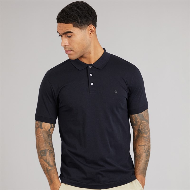 French Connection Mens Three Pack Jersey Polo Shirts Multi 21 - Marine/Light Blue Mel/Ecru Mel - Image 2
