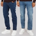 French Connection Mens FCUK Two Pack Regular Fit Jeans Ind50 - Midwash/Ind55 - Stonewash