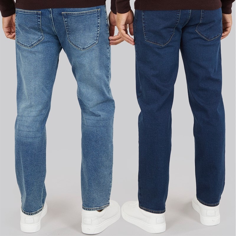 French Connection Mens FCUK Two Pack Regular Fit Jeans Ind50 - Midwash/Ind55 - Stonewash - Image 2
