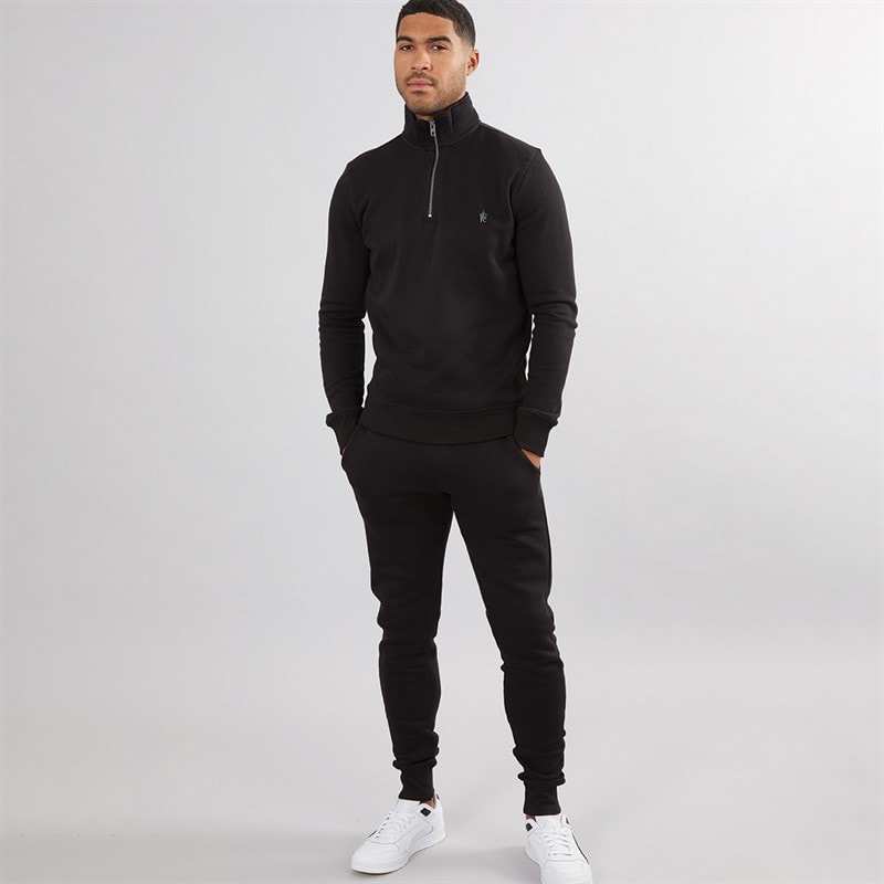 French Connection Mens 1/2 Zip Tracksuit Black - Image 1