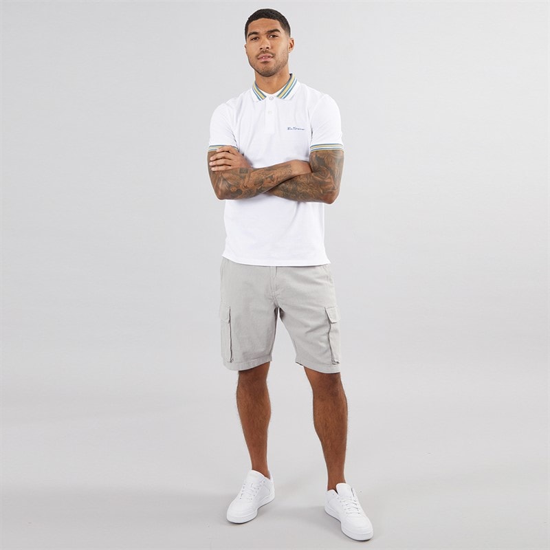 French Connection Mens Cargo Shorts Light Grey Mel - Image 3